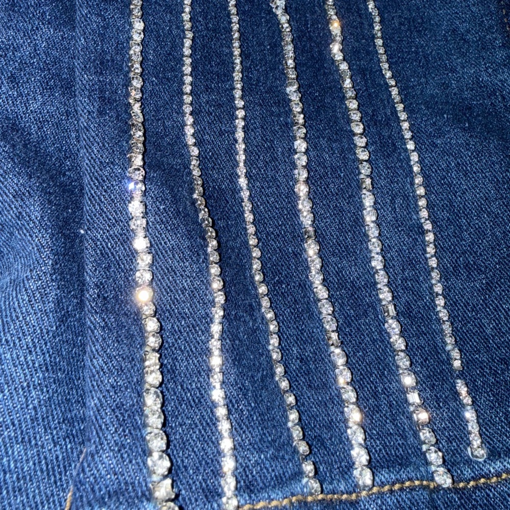 C.EST 1946 Rhinestone Embellished Vintage  Dark Blue Cropped Jeans size 18W -GUC - Picture 5 of 11